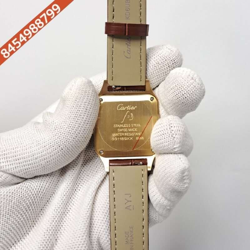 Cartier Santos Dumont Small White Dial Brown Leather Strap Swiss Watch - Image 4