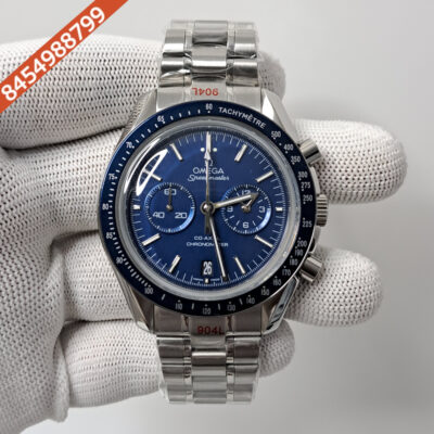 Omega Speedmaster Blue Dial Silver Stainless Steel Strap Swiss Watch