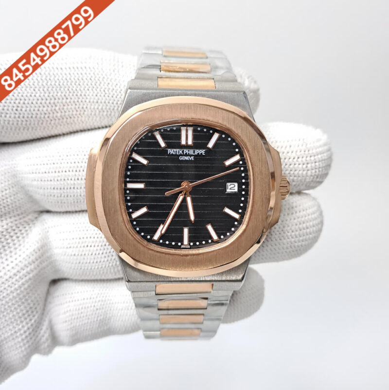 Patek Phillippe Nautilus Dual Tone Black Dial Swiss Automatic Watch