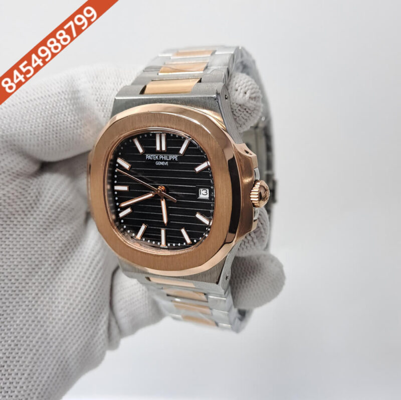 Patek Phillippe Nautilus Dual Tone Black Dial Swiss Automatic Watch - Image 3