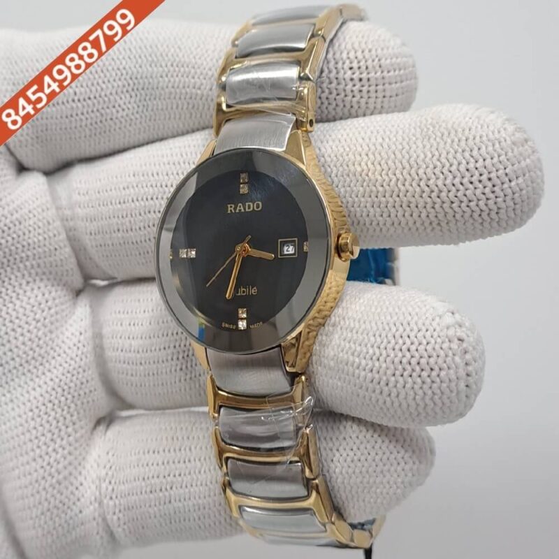 Rado Centrix Gold & Black Ceramic With Silver Swiss Watch - Image 3