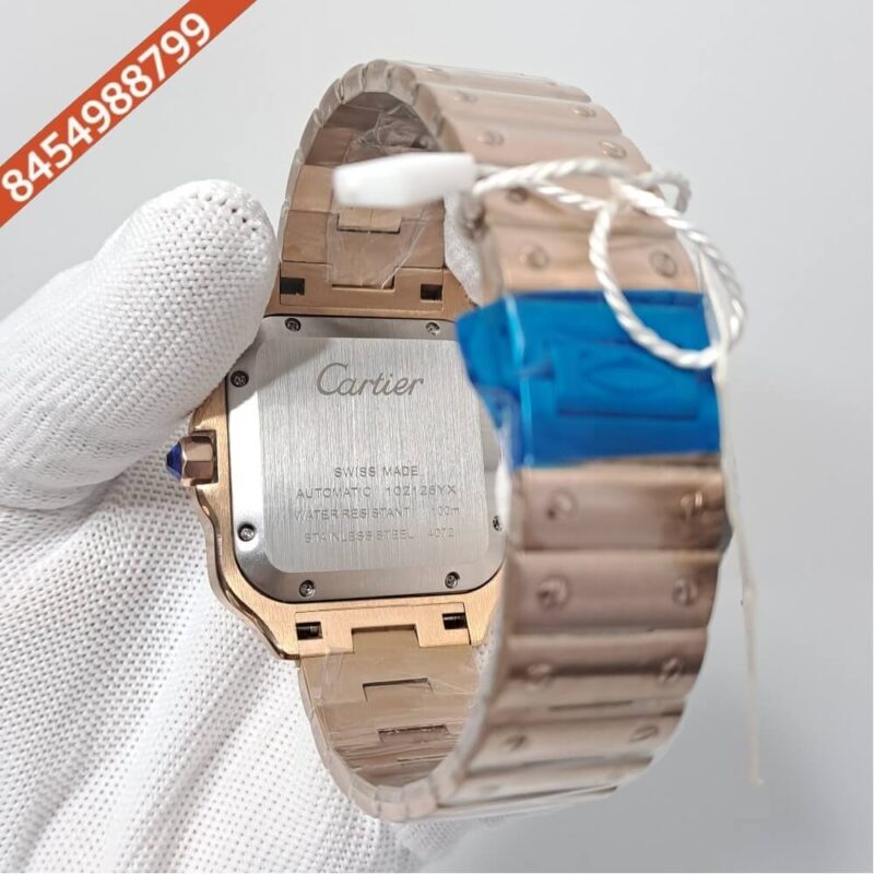 Cartier Santos De Rose Gold Green Dial Swiss Automatic Watch - Image 4