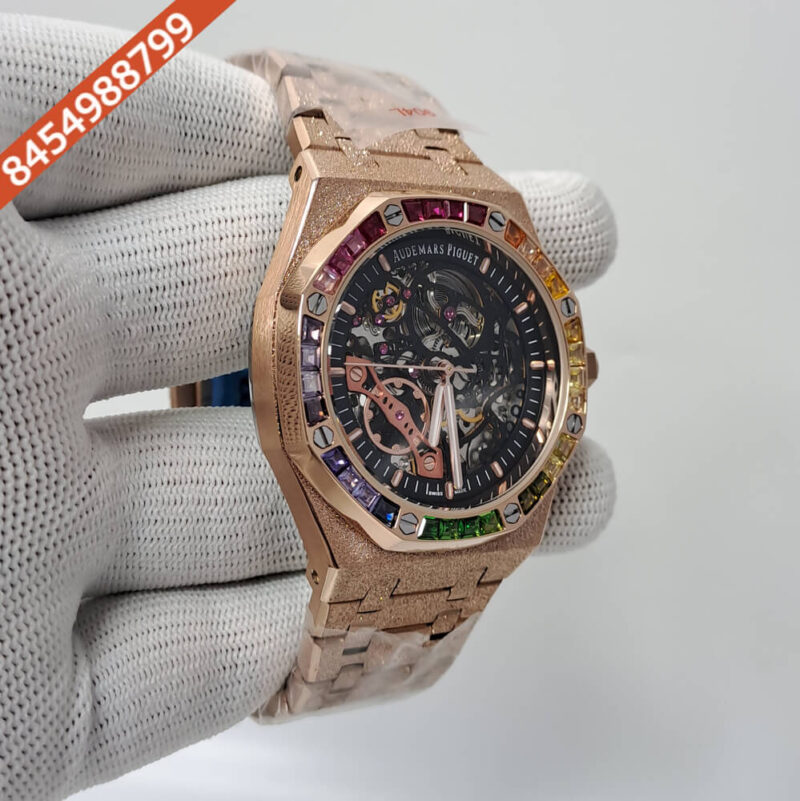 Audemars Piguet Royal Oak Skeleton Dial Dimond Bezel Swiss Automatic Watch - Image 2