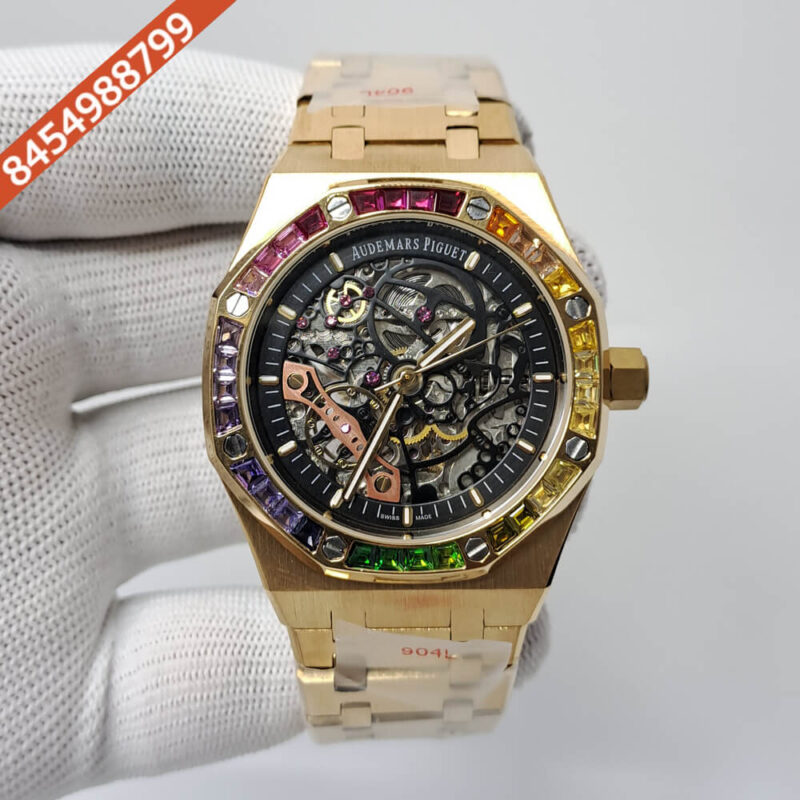 Audemars Piguet Royal Oak Skeleton Dial Dimond Bezel Swiss Automatic Watch