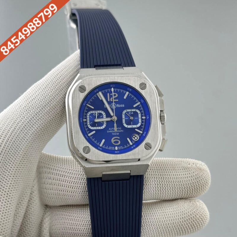 Bell & Ross Urban Chronograph Blue Dial Silicone Strap Swiss Watch