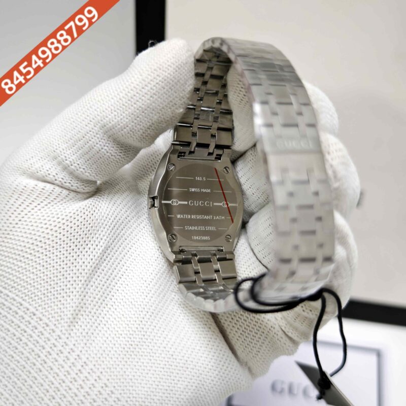 Gucci 25H Sky Blue Diamond Bazel Stainless Steel Swiss Watch - Image 4
