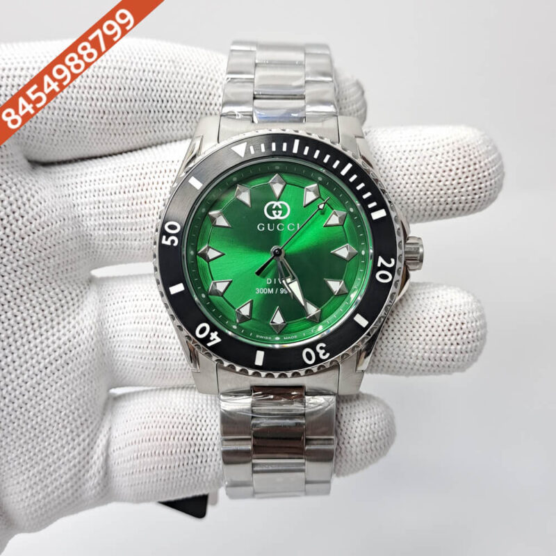 Gucci Dive YA136357 Green Dial Stainless Steel Swiss Watch