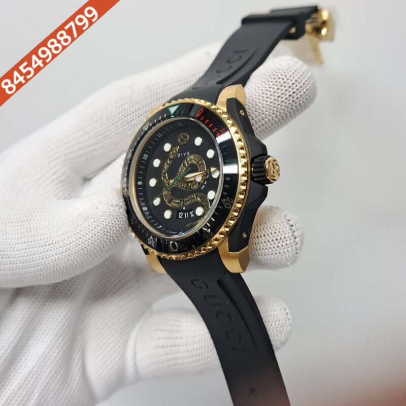 Gucci Snake DIVE YA136219 Black Snake Motif Dial Swiss Watch - Image 3