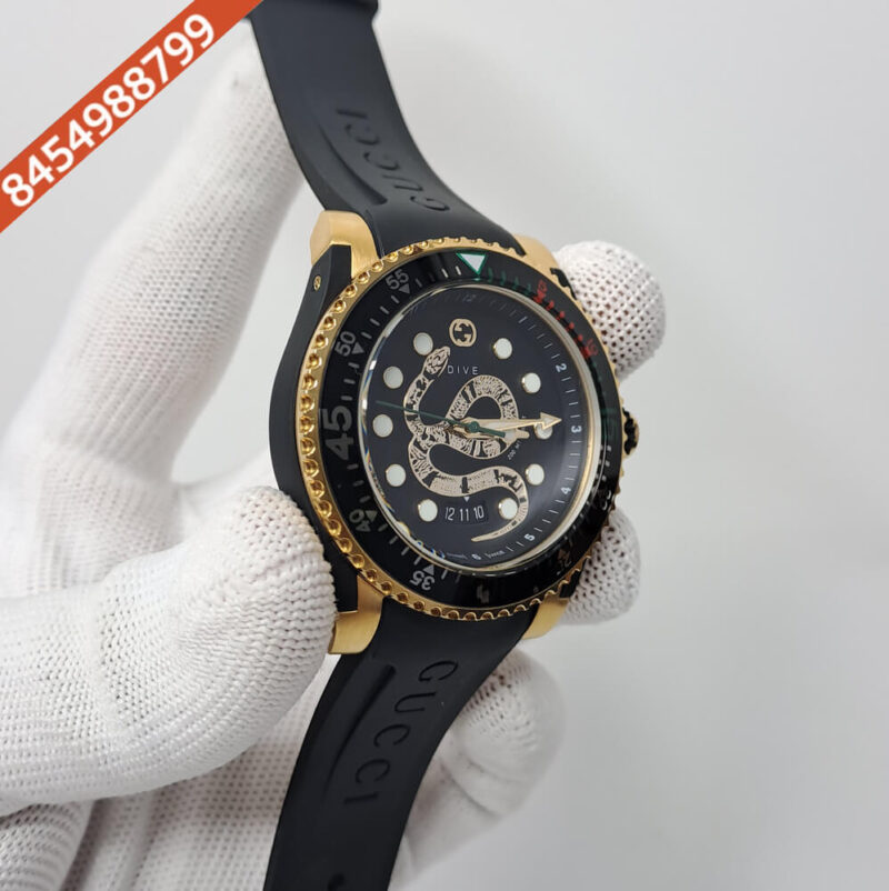 Gucci Snake DIVE YA136219 Black Snake Motif Dial Swiss Watch - Image 2