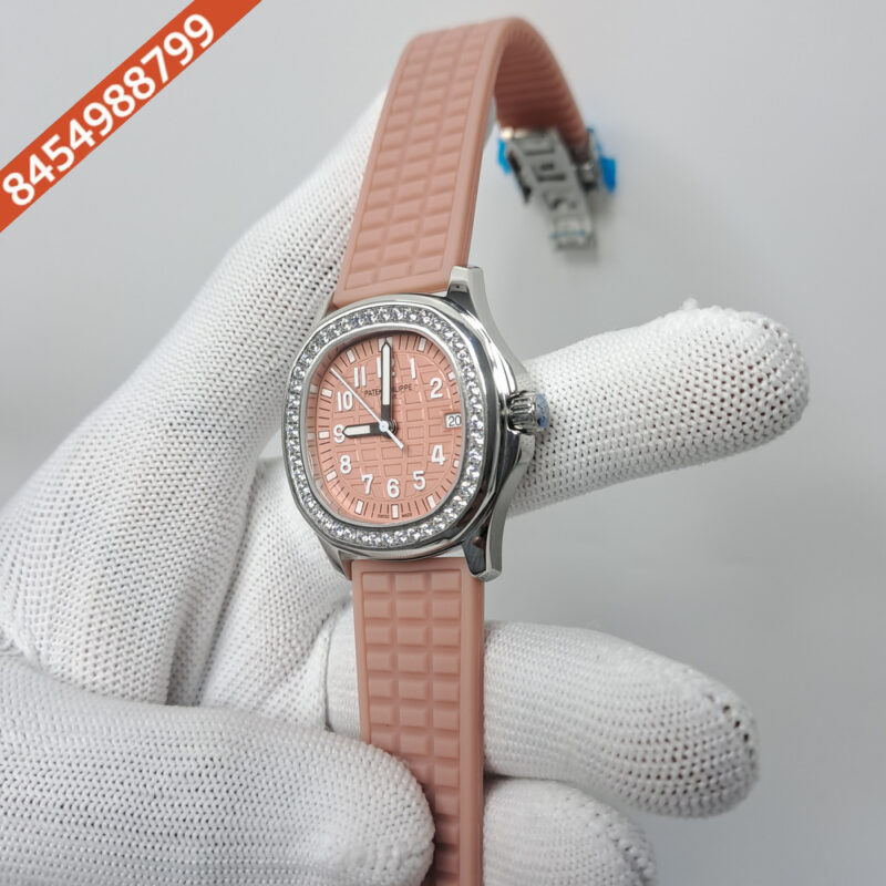 Patek Philippe Nautilus Diamond Bezel Brown Dial Rubber Strap Swiss Watch - Image 3