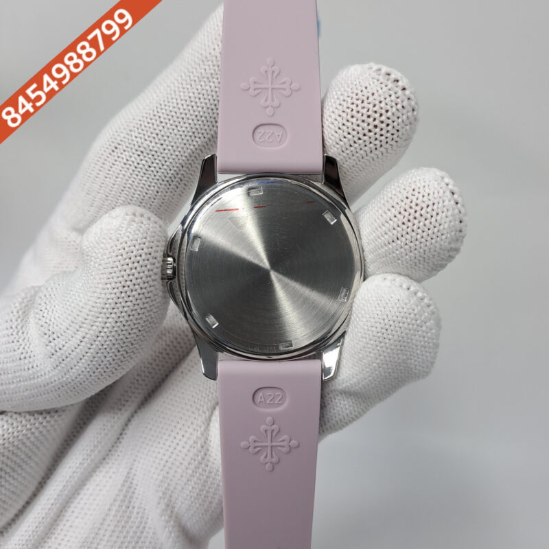 Patek Philippe Nautilus Diamond Bezel Violet Dial Rubber Strap Swiss Watch - Image 4