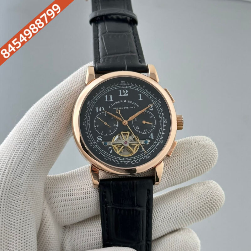 A. Lange & Shone Turbograph Limited Edition Rose Gold Black Dial Swiss Automatic Watch