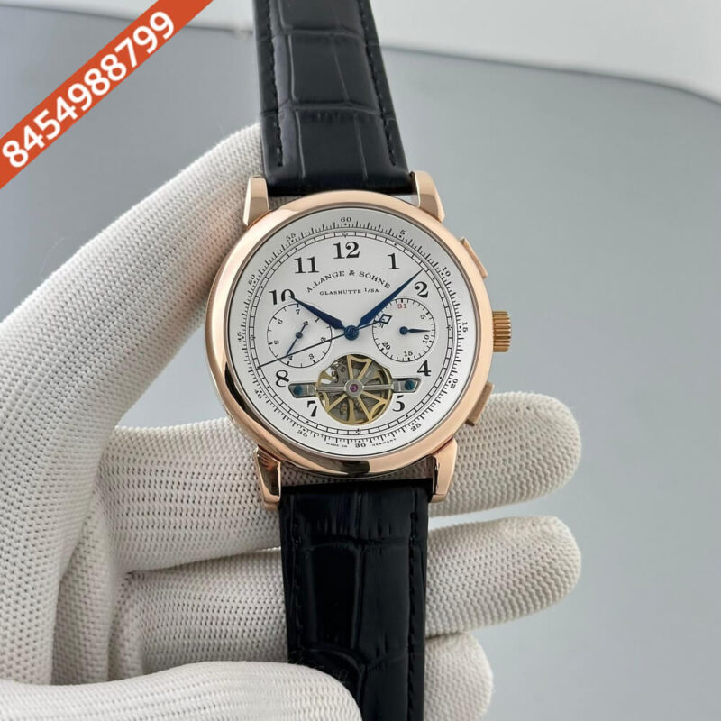 A. Lange & Shone Turbograph Limited Edition Rose Gold White Dial Swiss ETA Automatic Watch