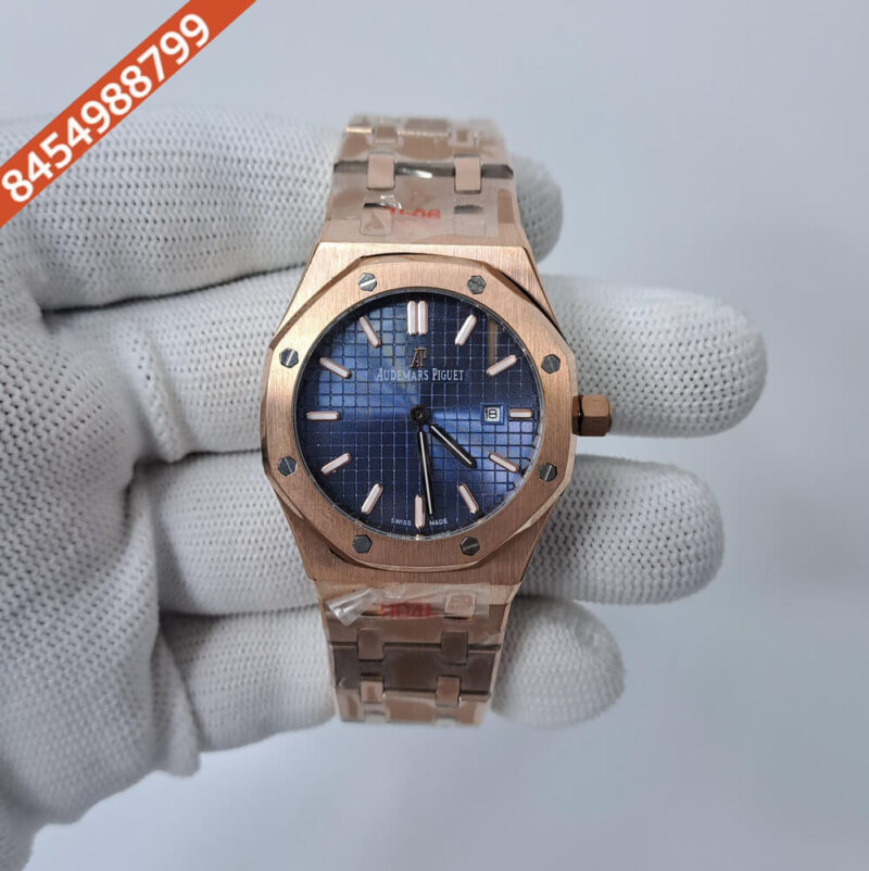 Audemars Piguet Royal Oak Rose Gold Blue Dial Swiss Watch