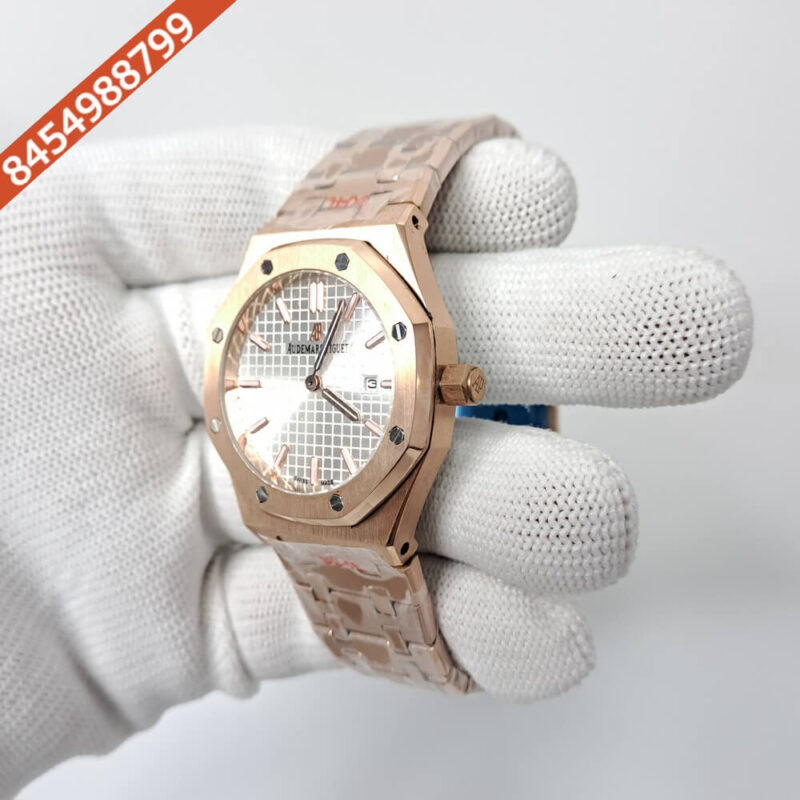 Audemars Piguet Royal Oak Rose Gold Silver Dial Swiss Watch - Image 2