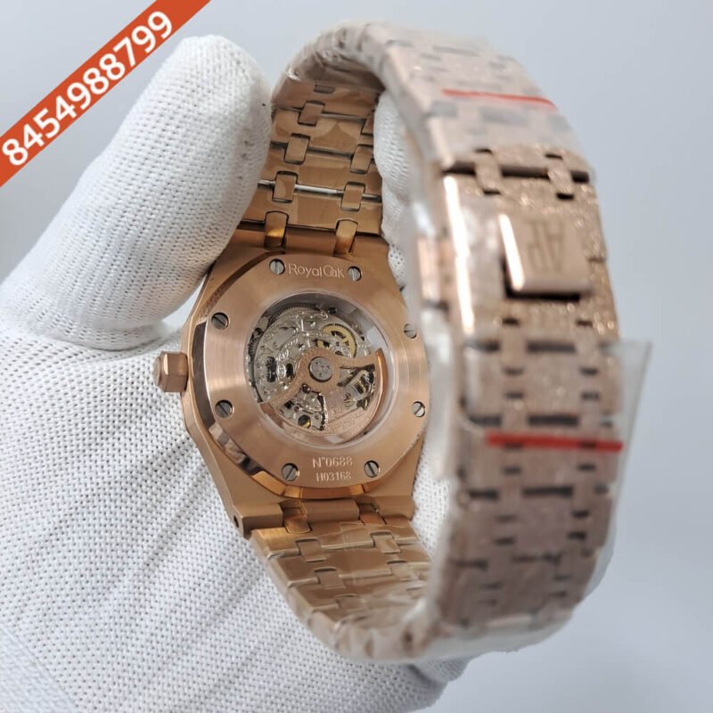 Audemars Piguet Royal Oak Rose Gold White Semi ETA Swiss Automatic Watch - Image 4