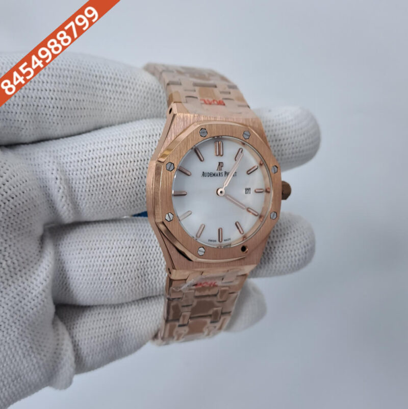 Audemars Piguet Royal Oak Rose Gold White Dial Swiss Watch - Image 3