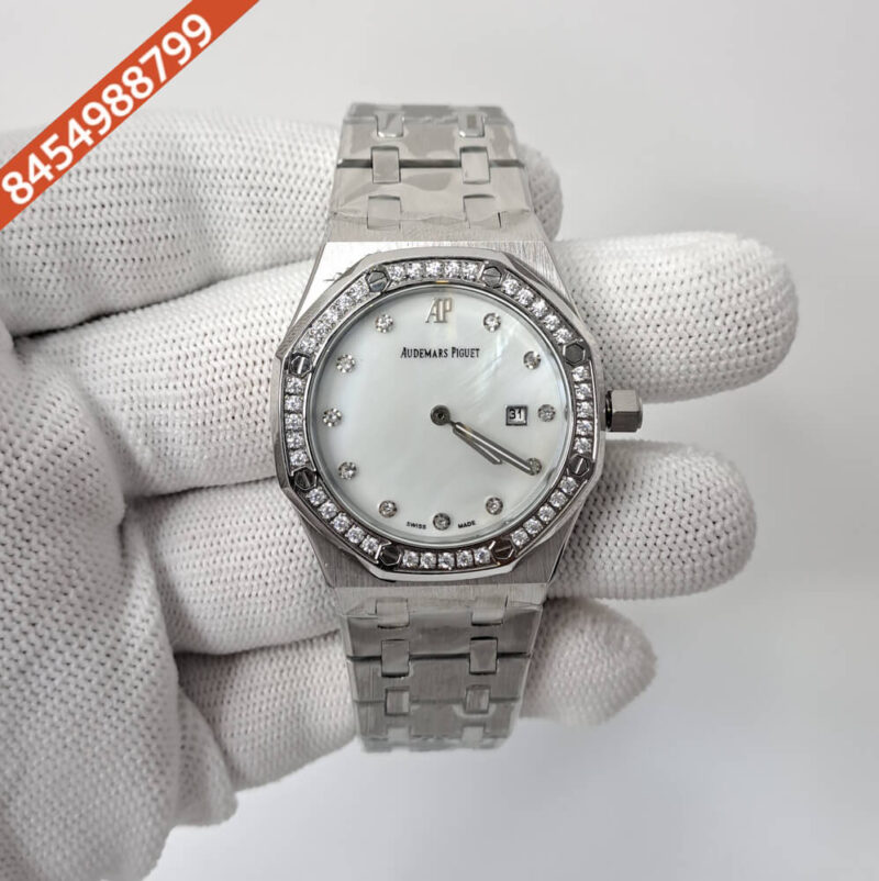 Audemars Piguet Royal Oak Rose Steel Diamond Bazel White Dial Diamond Marker Swiss Watch