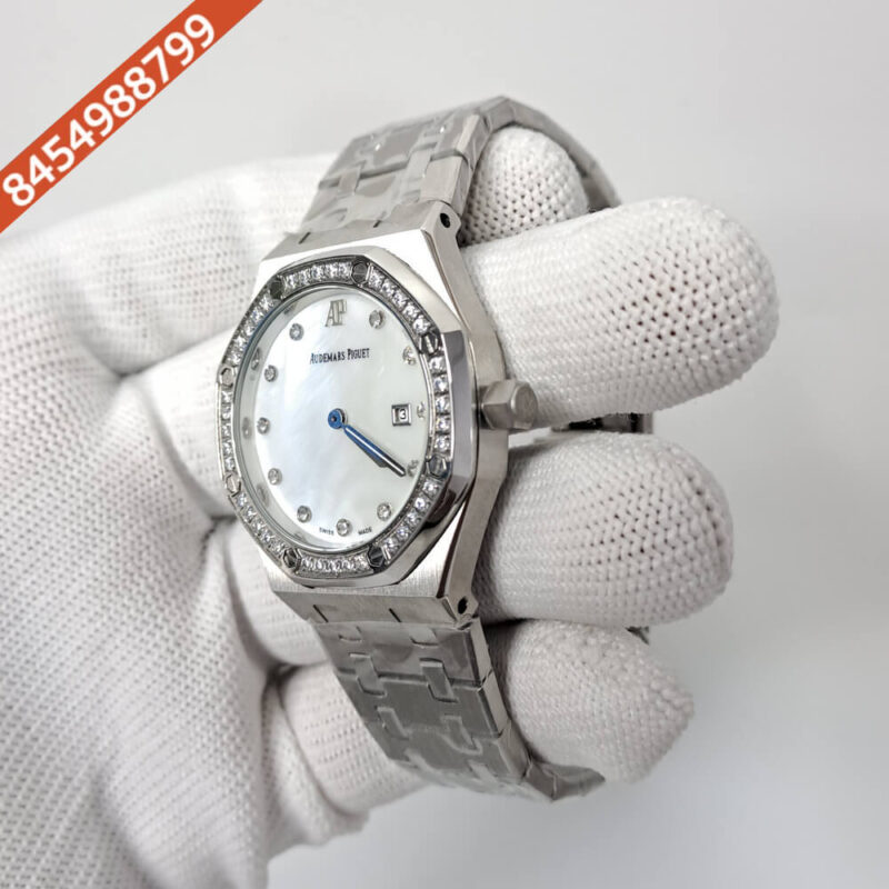 Audemars Piguet Royal Oak Rose Steel Diamond Bazel White Dial Diamond Marker Swiss Watch - Image 2