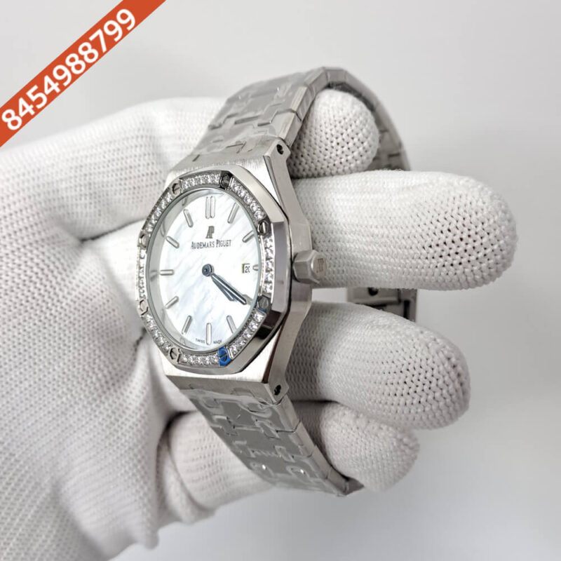 Audemars Piguet Royal Oak Rose Steel Diamond Bazel White Dial Swiss Watch - Image 2