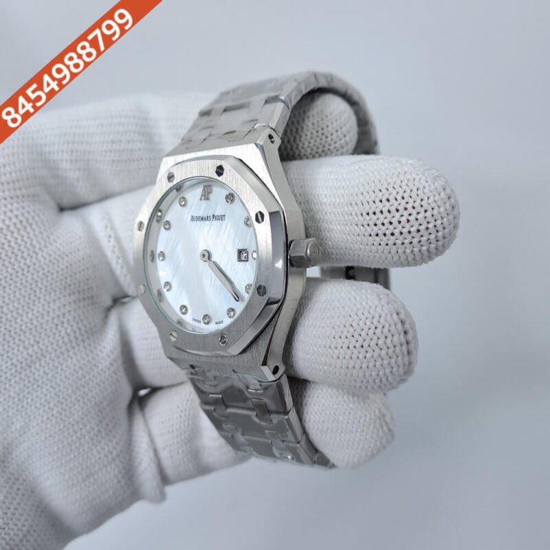 Audemars Piguet Royal Oak Silver White Dial Diamond Marker Swiss Watch - Image 2