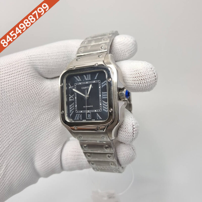 Cartier Santos De Silver Black Dial Swiss Automatic Watch - Image 3
