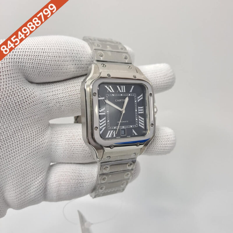 Cartier Santos De Silver Black Dial Swiss Automatic Watch - Image 2
