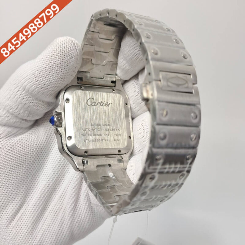 Cartier Santos De Silver Black Dial Swiss Automatic Watch - Image 4