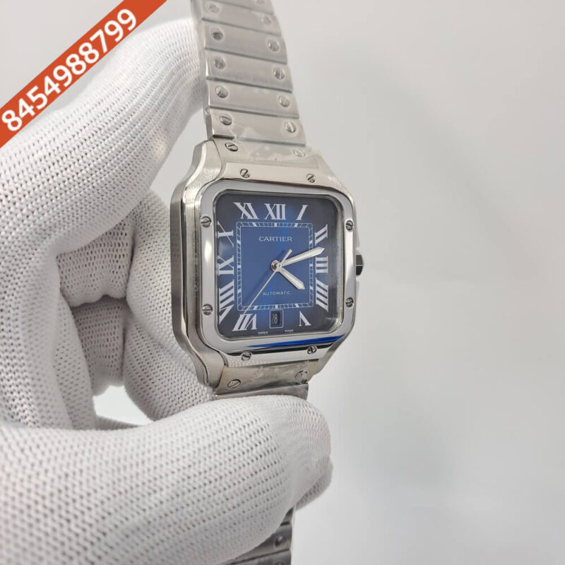 Cartier Santos De Silver Blue Dial Swiss Automatic Watch - Image 2