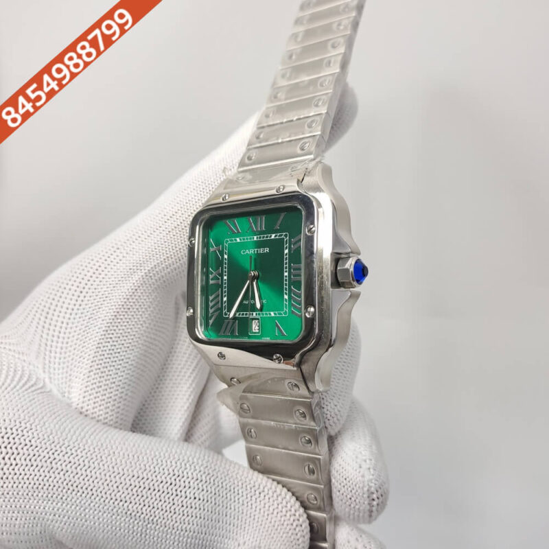 Cartier Santos De Silver Green Dial Swiss Automatic Watch - Image 3