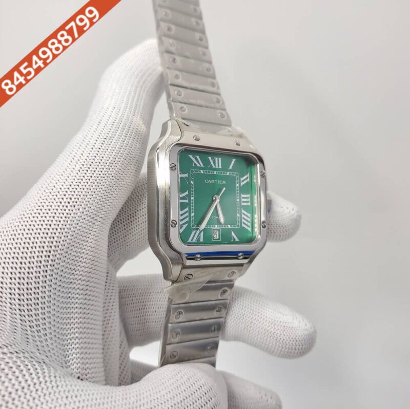 Cartier Santos De Silver Green Dial Swiss Automatic Watch - Image 2