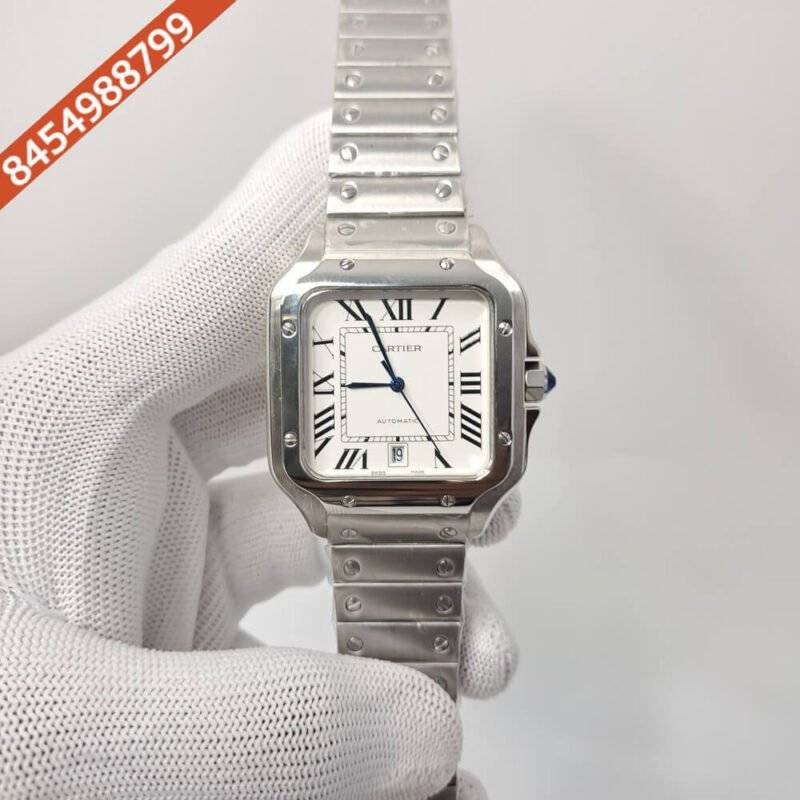 Cartier Santos De Silver White Dial Swiss Automatic Watch