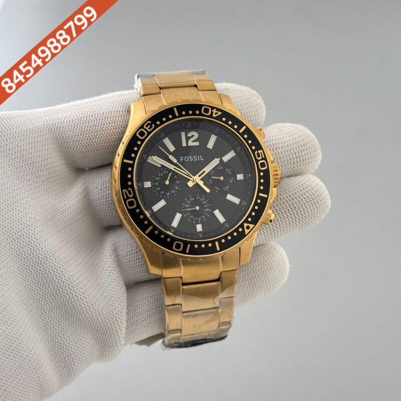 Fossil Bannon Full Gold Black Dial Swiss Watch