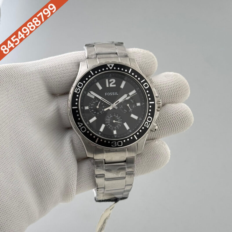 Fossil Bannon Steel Black Dial Swiss Watch