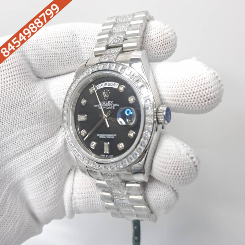 Rolex Day-Date Diamond Marking Black Dial Swiss Automatic Watch - Image 2