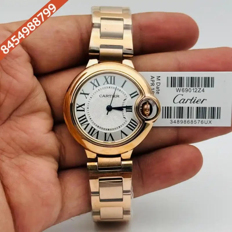 Cartier Ballon Bleu De Golden Case White Dial Swiss Watch