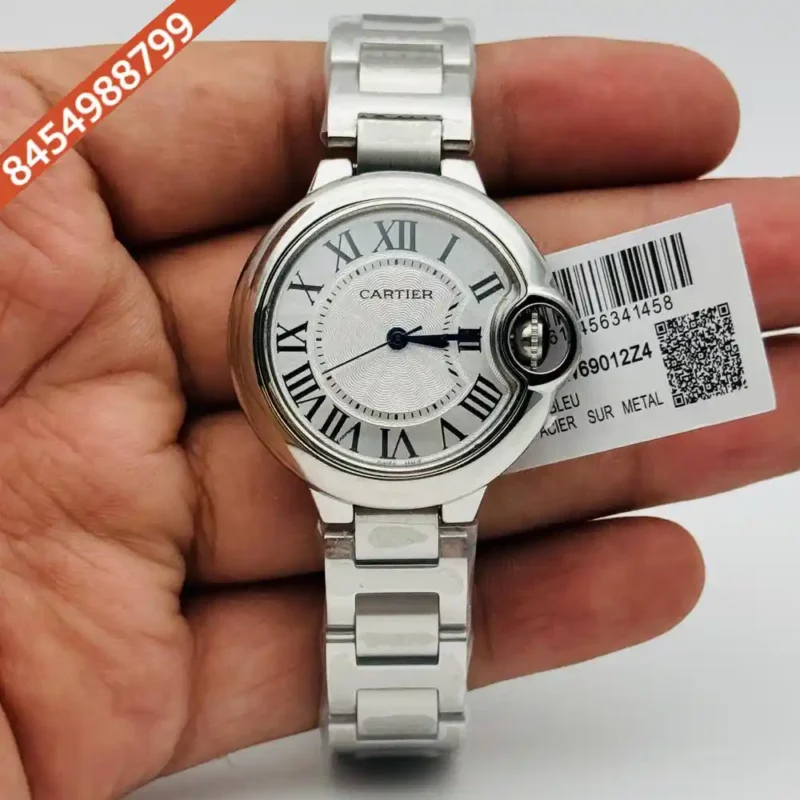 Cartier Ballon Bleu De White Dial Silver Case Swiss Watch