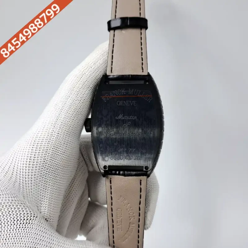 Franck Muller Croco Skull Full Black Edition Black Leather Strap Swiss Automatic Watch - Image 4