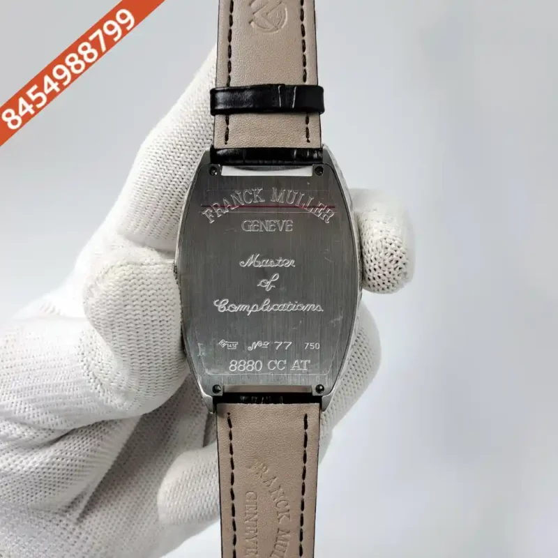 Franck Muller Croco Skull Silver White Edition Black Leather Strap Swiss Automatic Watch - Image 4