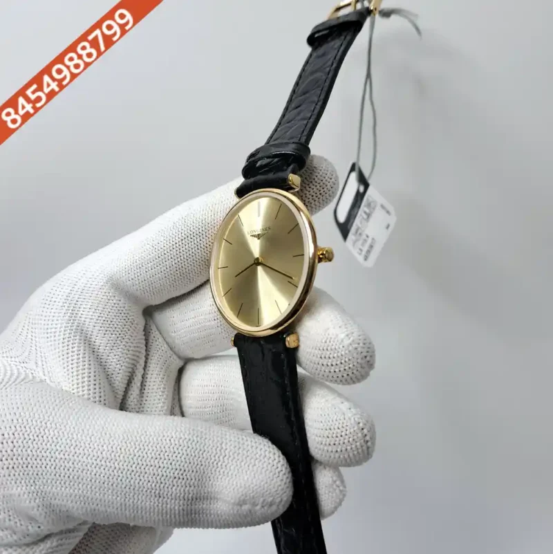 Longines La Grande Classique Full Gold Black Leather Strap Swiss Watch - Image 2