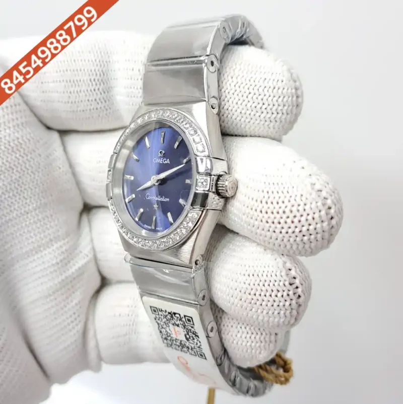 Omega Constellation Steel Diamond Bazel Stick Marker Blue Dial Swiss Watch - Image 3