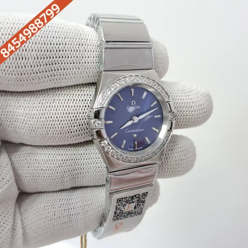 Omega Constellation Steel Diamond Bazel Stick Marker Blue Dial Swiss Watch - Image 2