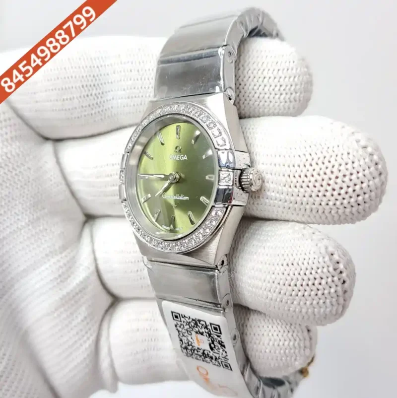 Omega Constellation Steel Diamond Bazel Stick Marker Green Dial Swiss Watch - Image 3