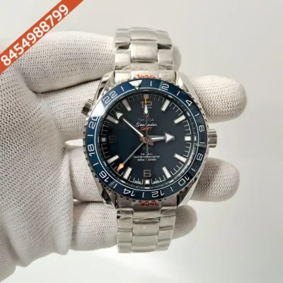 Omega Diver Planet Ocean 600M Good Planet GMT Steel Blue Dial Swiss Automatic Watch