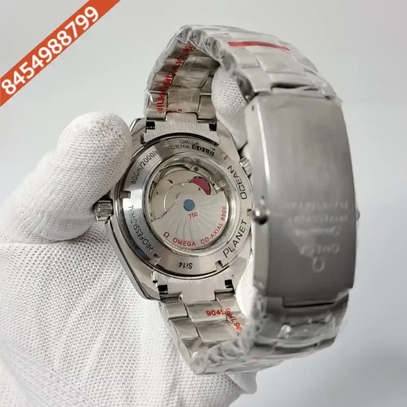 Omega Diver Planet Ocean 600M GMT Steel Black Dial Orange Number Swiss Automatic Watch - Image 4