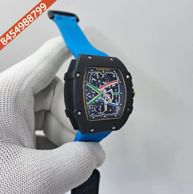 Richard Mille RM 67-02 Carbon Body Skeleton Dial Blue Nylon Strap Swiss Automatic Watch - Image 2