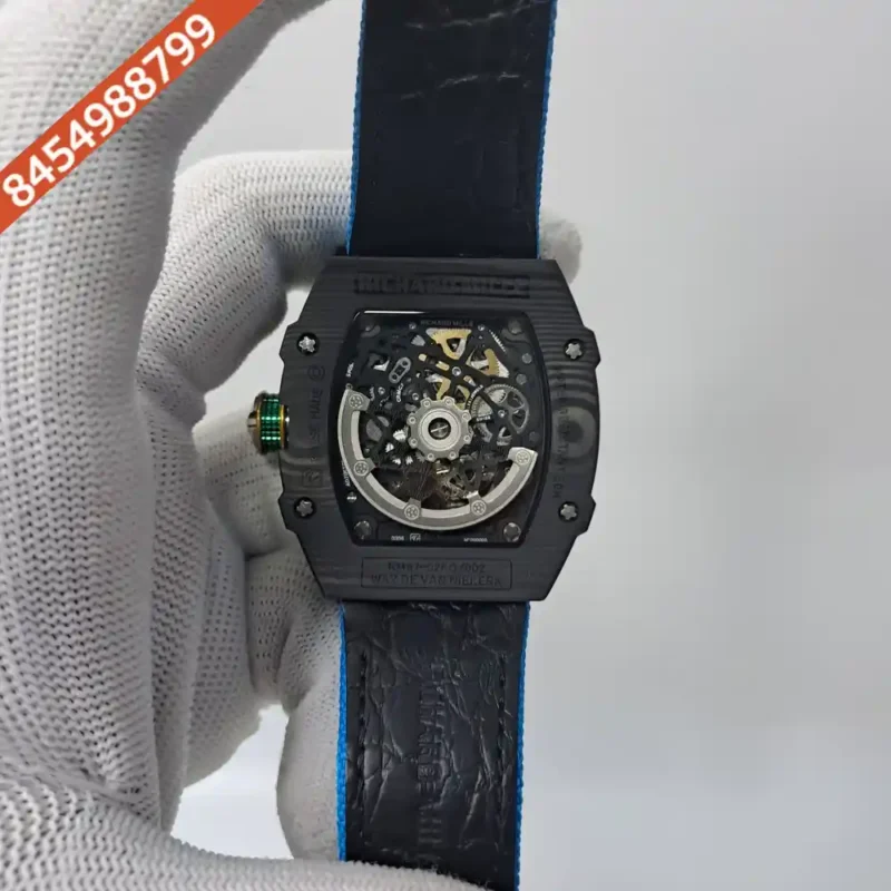 Richard Mille RM 67-02 Carbon Body Skeleton Dial Blue Nylon Strap Swiss Automatic Watch - Image 4