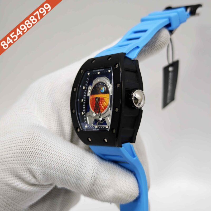 Richard Mille RM52-05 Tourbillon Black Bazel Blue Rubber Strap Swiss Automatic Watch - Image 2