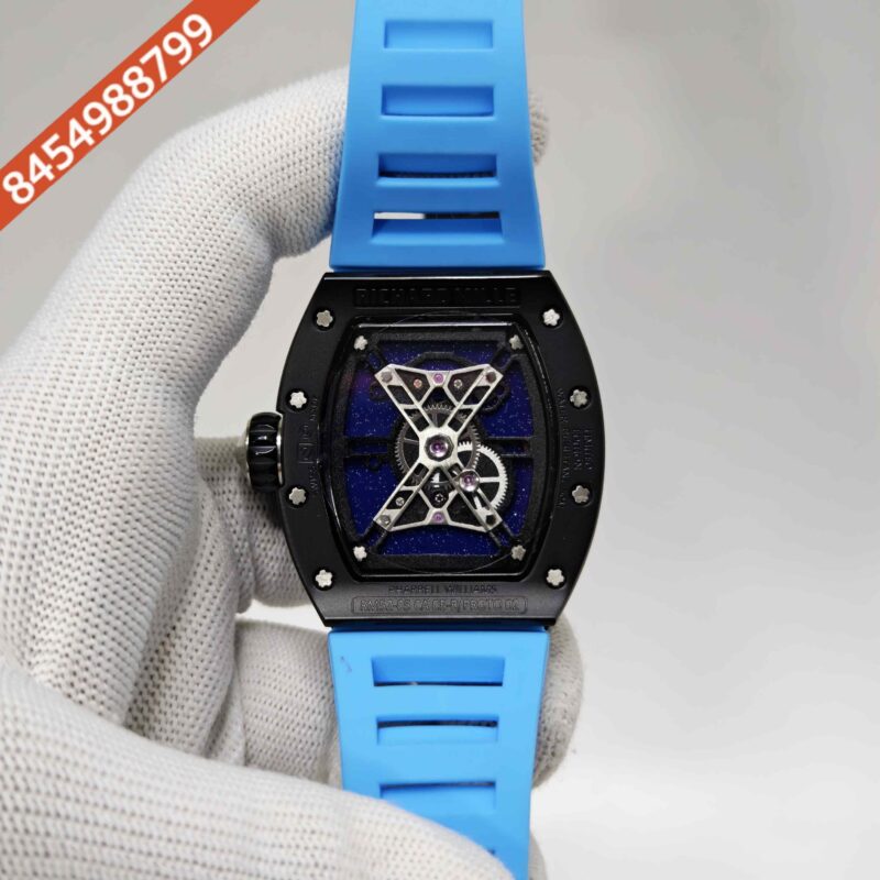 Richard Mille RM52-05 Tourbillon Black Bazel Blue Rubber Strap Swiss Automatic Watch - Image 4