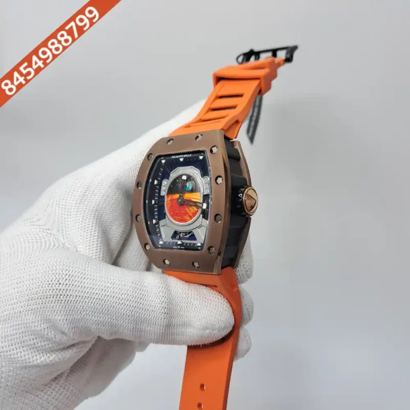 Richard Mille RM52-05 Tourbillon Rose Gold Bazel Orange Rubber Strap Swiss Automatic Watch - Image 2